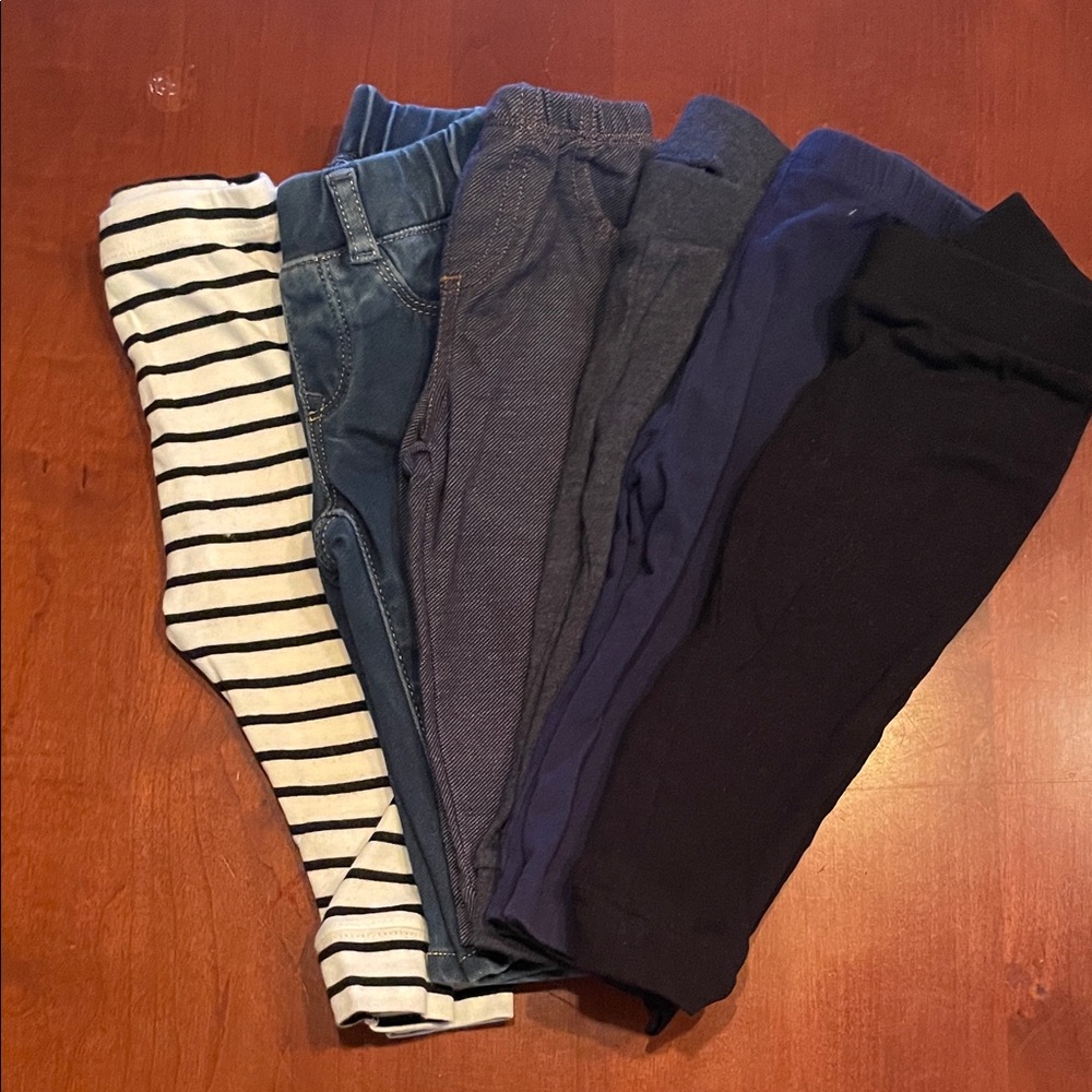 Kids Striped and Solid Bottoms 6 Pair Bundle, 6-12m
